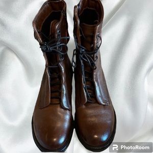 MJUS genuine Italian leather brown lace up booties size 36